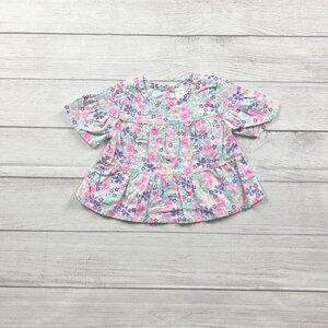 Okie Dokie Baby Toddler Girl Floral Peplum Top Short Sleeve 18 Months